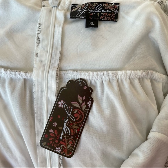 J Gee White Floral Embroidered Lace Spaghetti Strap Mini Shift Dress - Picture 11 of 11